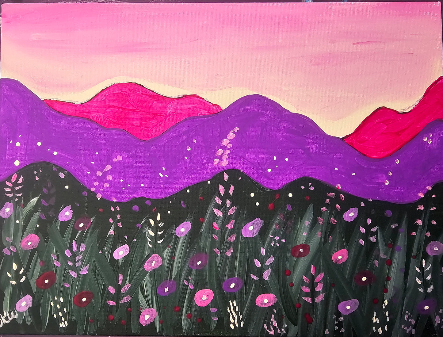 Purple Mountain Sunset TRACED CANVAS
