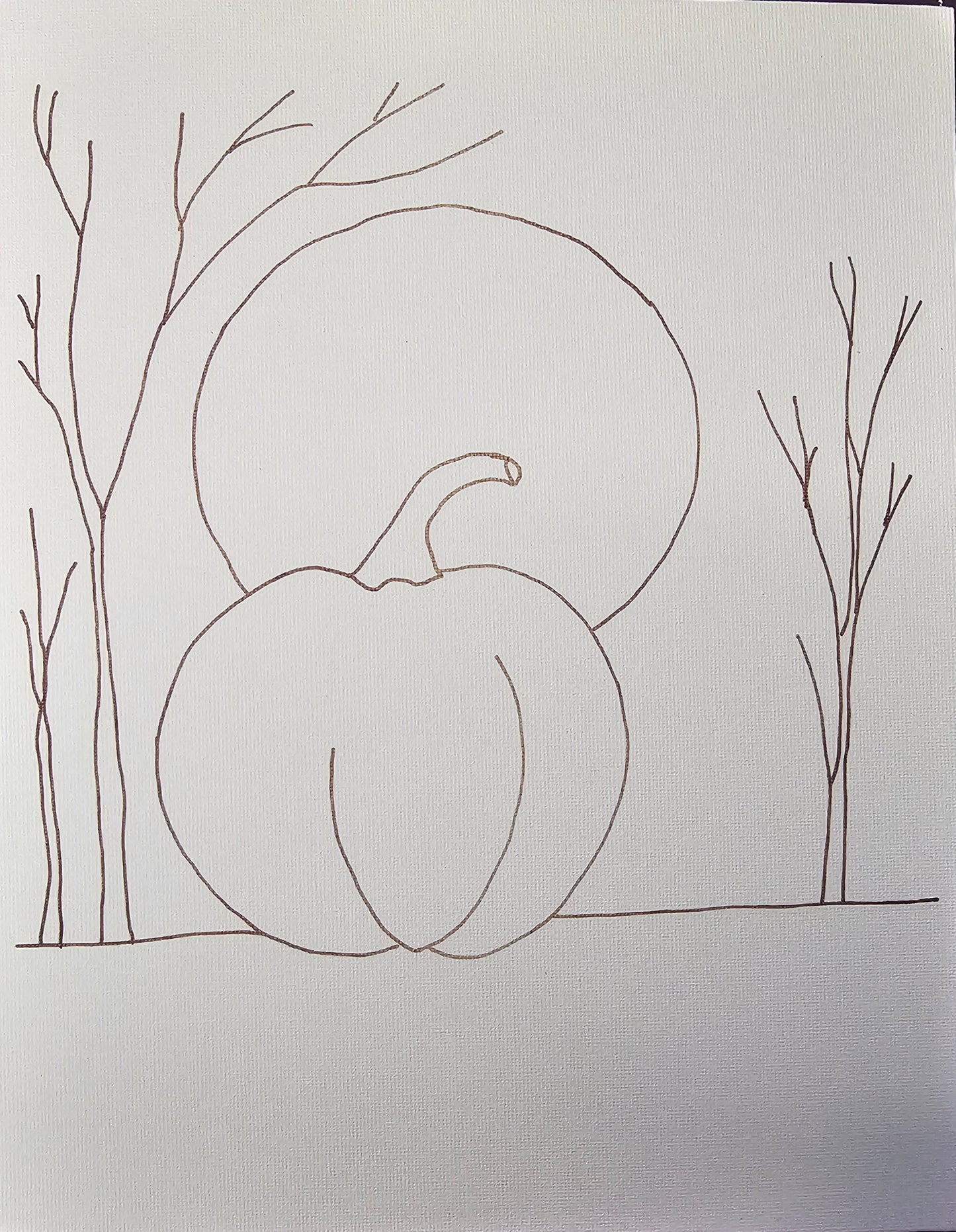 Pumpkin and Moon TRACED CANVAS