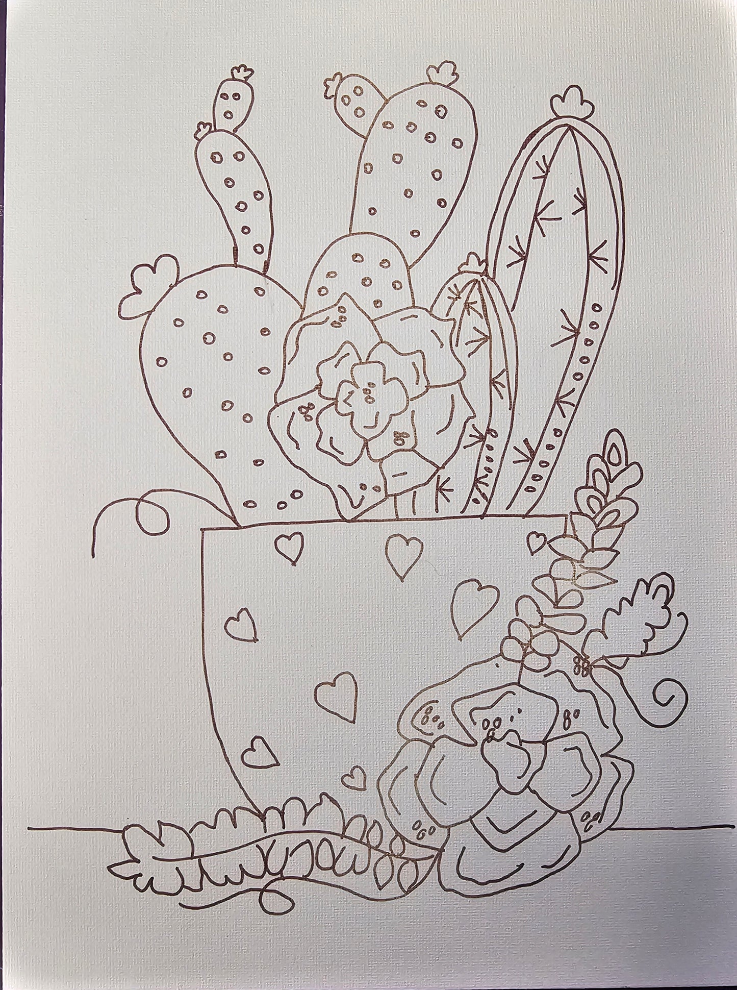 Spring Cactus TRACED CANVAS