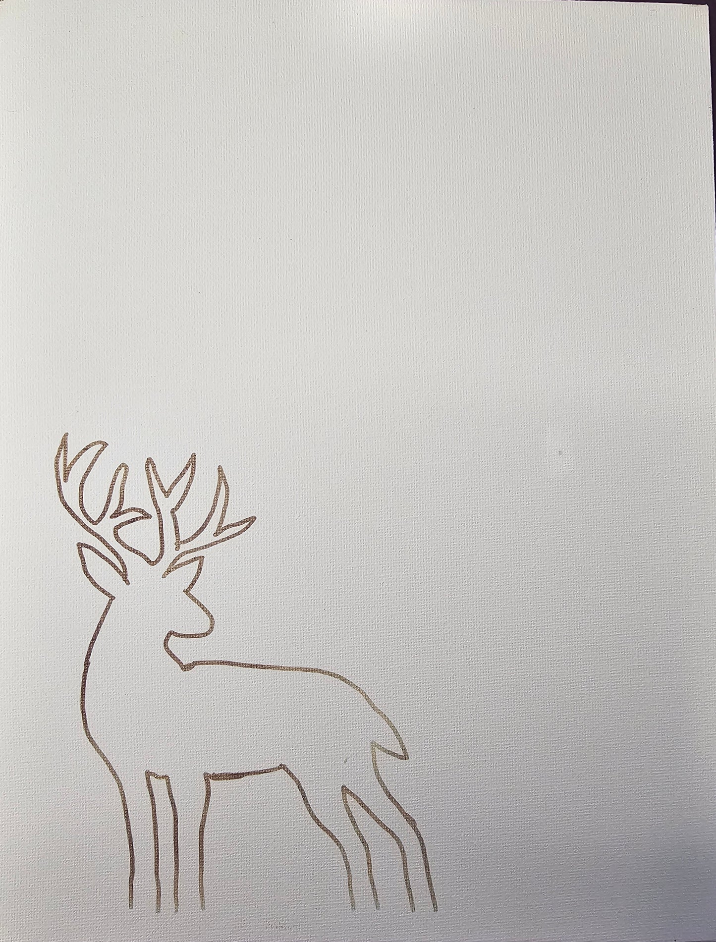 Winter Deer TRACED CANVAS