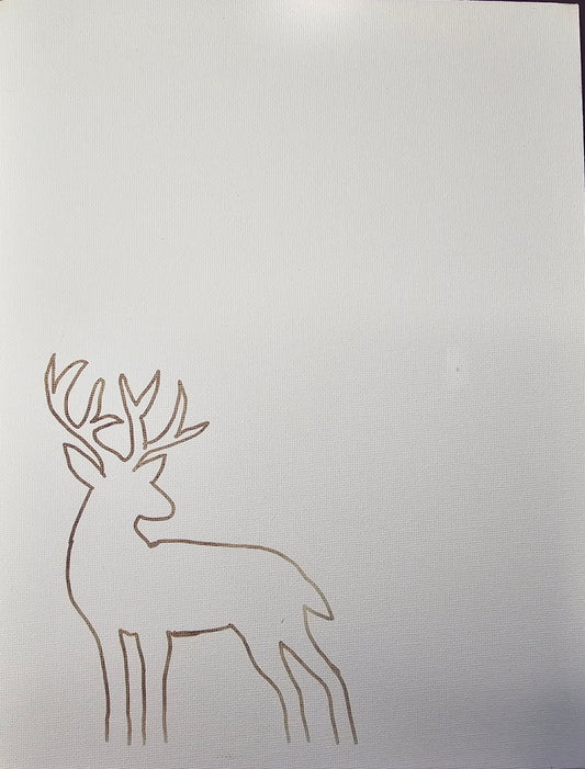 Winter Deer TRACED CANVAS